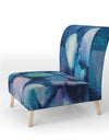 Abstract Blue Flower Petals - Upholstered Traditional Accent Chair