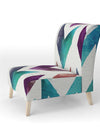 Geometric Pattern Of Red And Blue Arrows - Upholstered Transitional Accent Chair