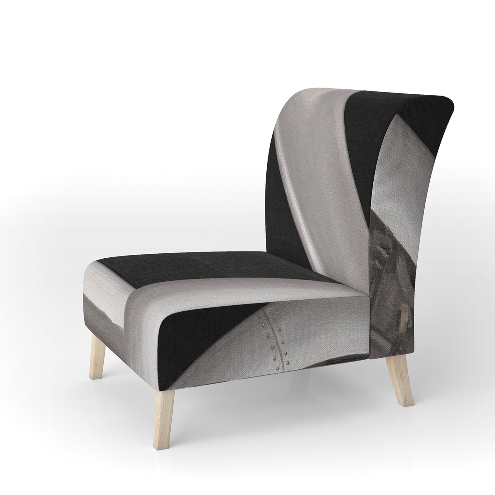 Travel By Air Grey Plane - Upholstered Vintage Accent Chair