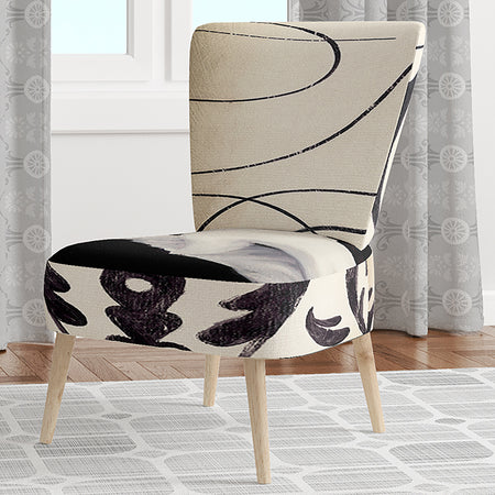 Black And White Fancy Glamorous Gloves - Upholstered Fashion Accent Chair