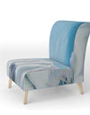 White Flower On Blue I - Upholstered Farmhouse Accent Chair