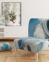 White Flower On Blue II - Upholstered Farmhouse Accent Chair