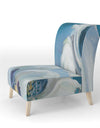 White Flower On Blue II - Upholstered Farmhouse Accent Chair
