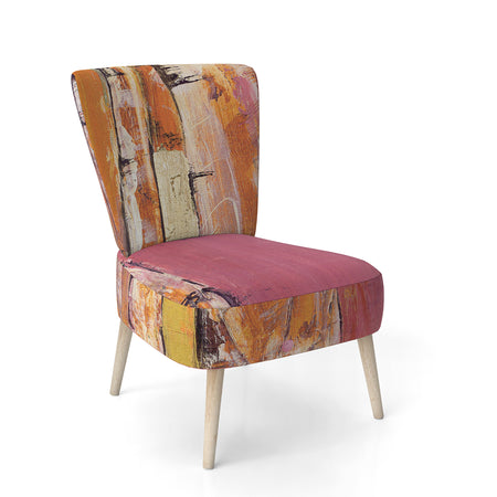 Glamorous Composition Of Red And Gold - Upholstered Mid-Century Accent Chair