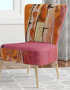Glamorous Composition Of Red And Gold - Upholstered Mid-Century Accent Chair