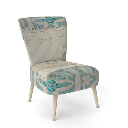 Seastar And Blue Sea Shell II - Upholstered Nautical & Coastal Accent Chair