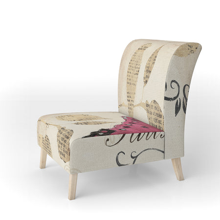 Red Farmhouse Butterfly - Upholstered Farmhouse Accent Chair