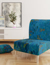 Blue Underwater Lake Leaves I - Upholstered Nautical & Coastal Accent Chair