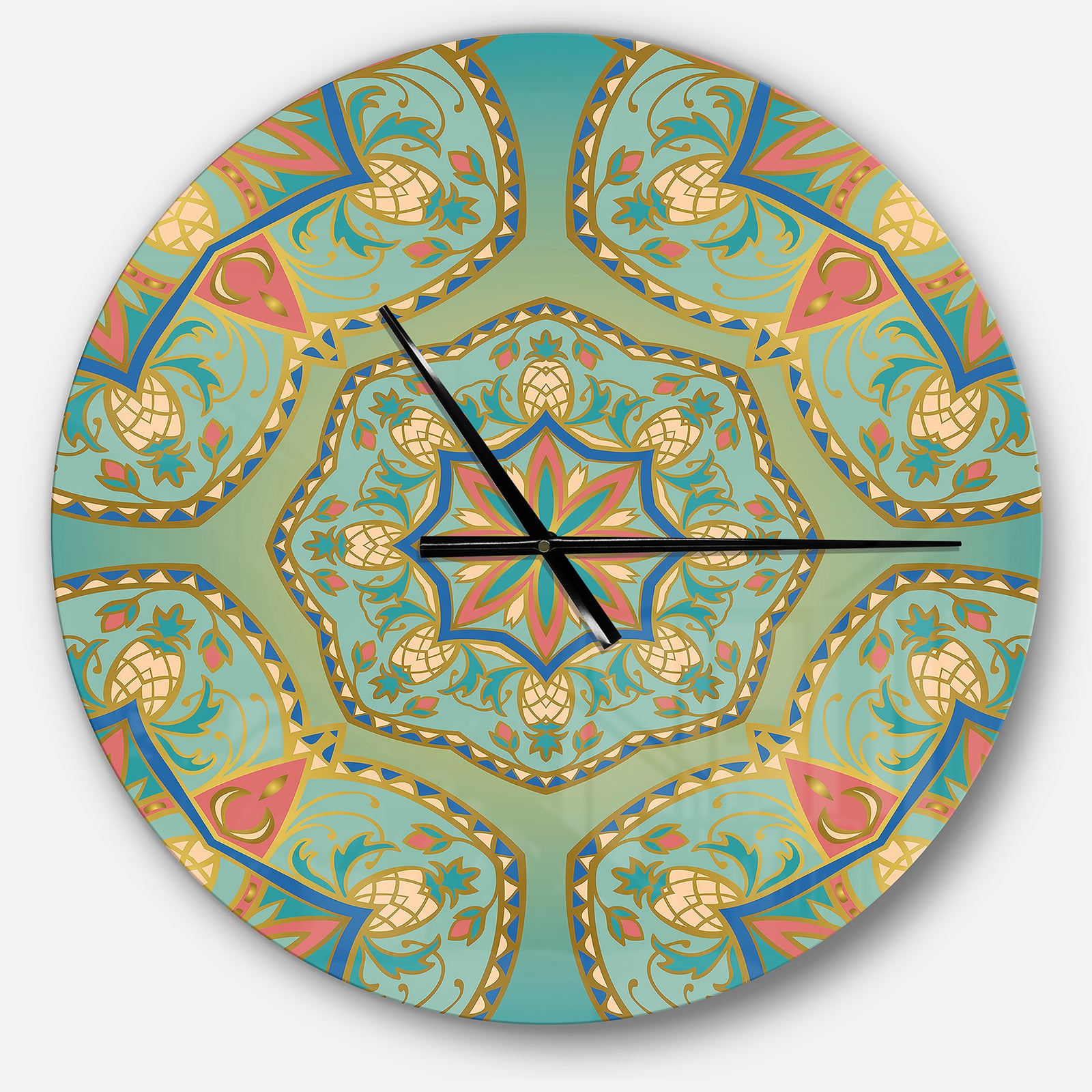 Designart 'Oriental Mandala Pinapple Ornament ' Vintage wall clock