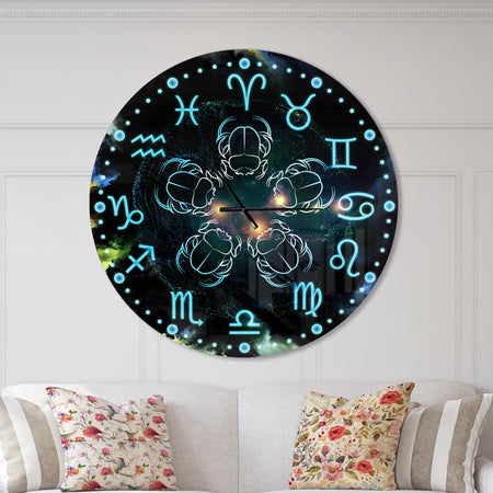 Astrology with scarabs - Oversized Contemporary Wall CLock