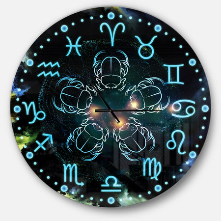 Astrology with scarabs - Oversized Contemporary Wall CLock