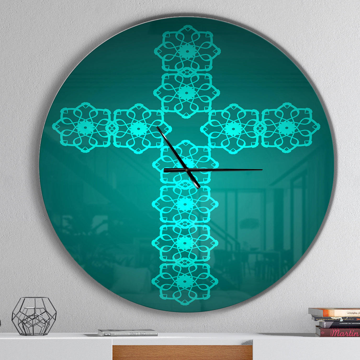 Turquoise Holy Cross - Oversized Contemporary Wall CLock