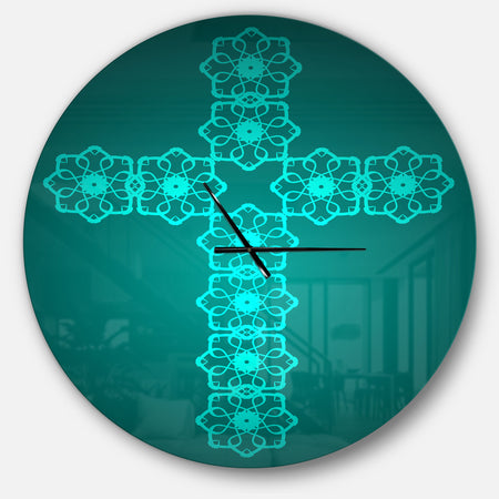 Turquoise Holy Cross - Oversized Contemporary Wall CLock