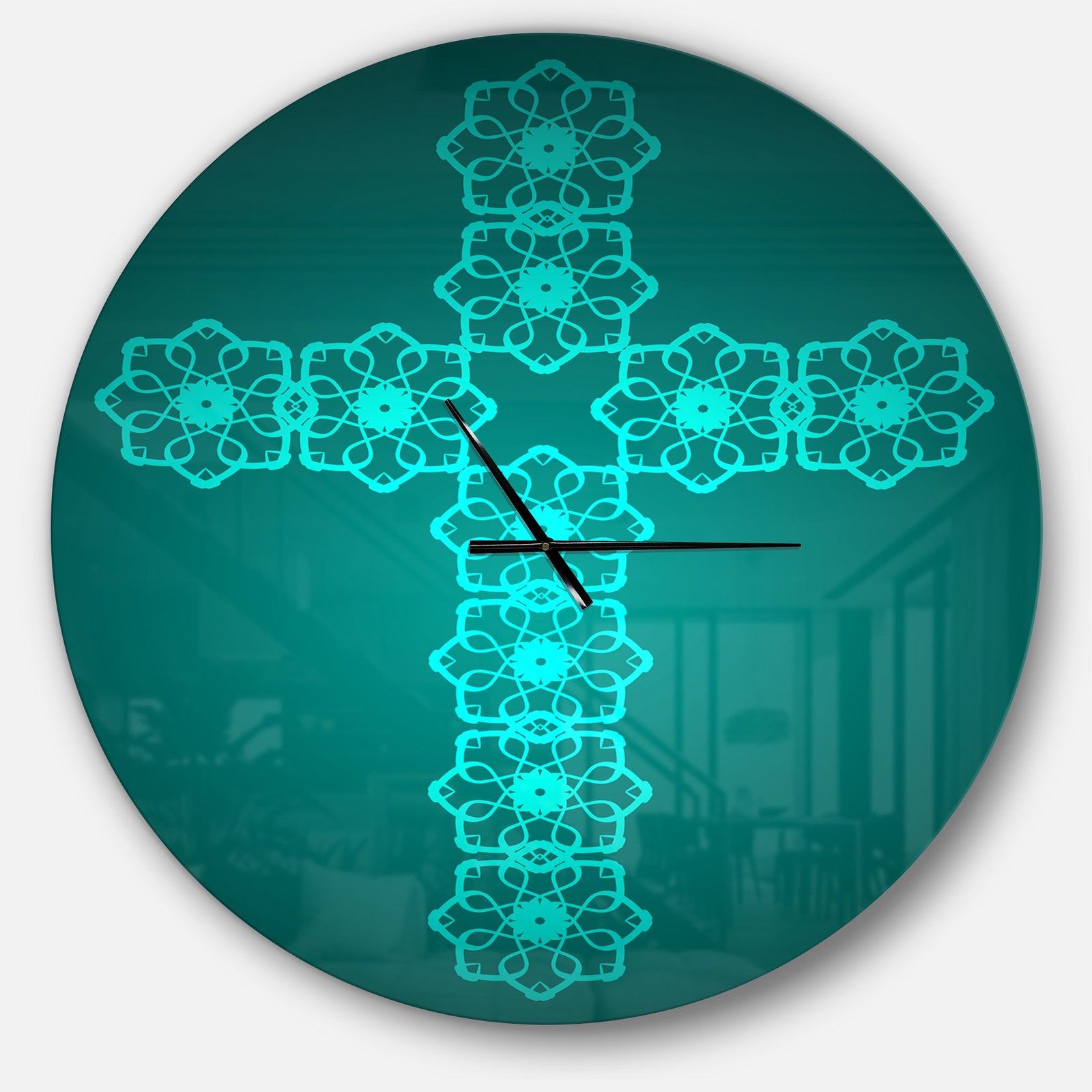 Turquoise Holy Cross - Oversized Contemporary Wall CLock
