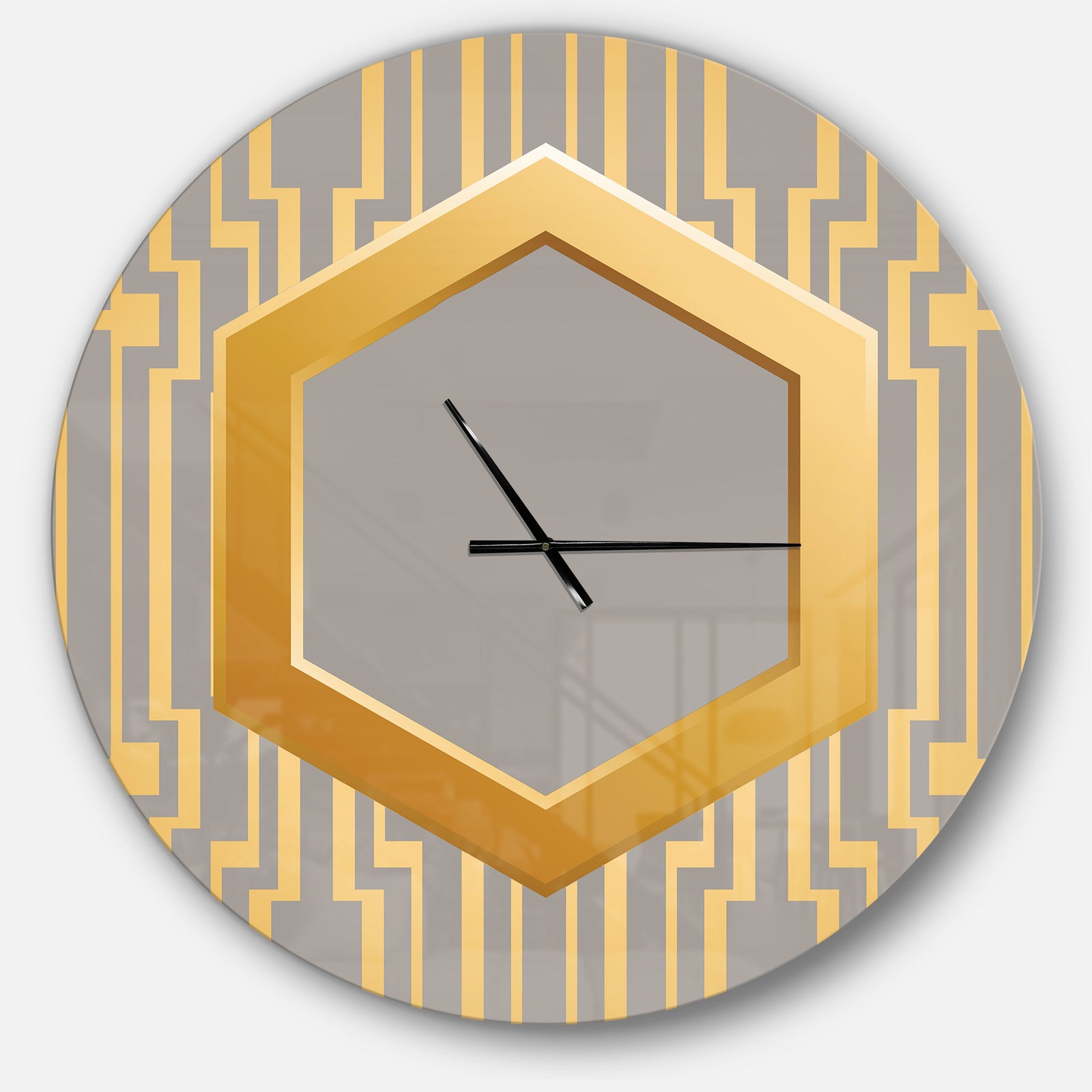 Vintage Gold and Grey design - Oversized Shabby Chic Wall CLock