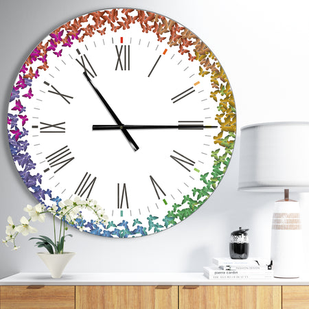 Rainbow Butterfly Origami - Oversized Farmhouse Wall CLock