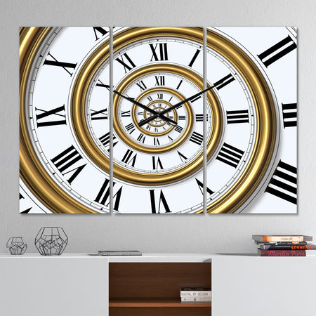 Time Spiral in Antique Style - Modern 3 Panels Oversized Wall CLock
