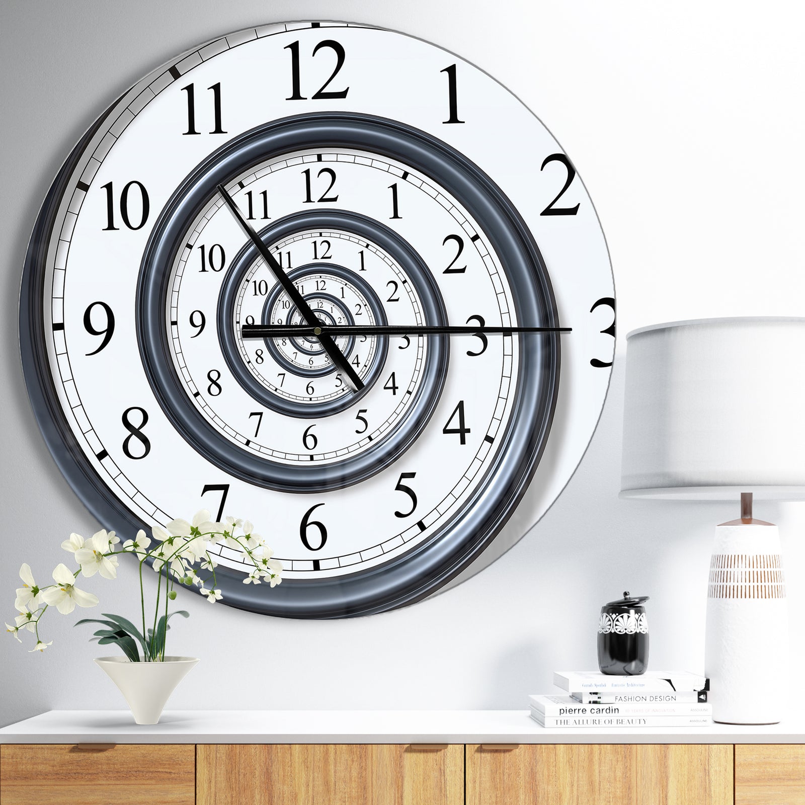 Time Spiral Analog Wall - Oversized Contemporary Wall CLock