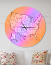 United States Yellow Vintage Map - Oversized Farmhouse Wall CLock