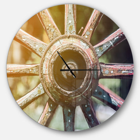Country Wagon Wheel Closeup - Oversized Farmhouse Wall CLock
