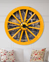 Yellow wooden Wagon Wheel Country - Oversized Farmhouse Wall CLock