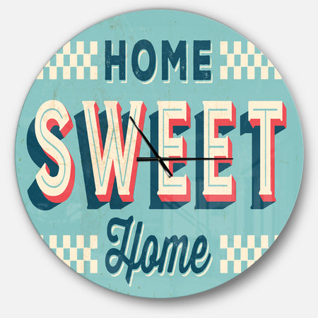 Home Sweet Home Old Metal Style - Oversized Quote Wall CLock