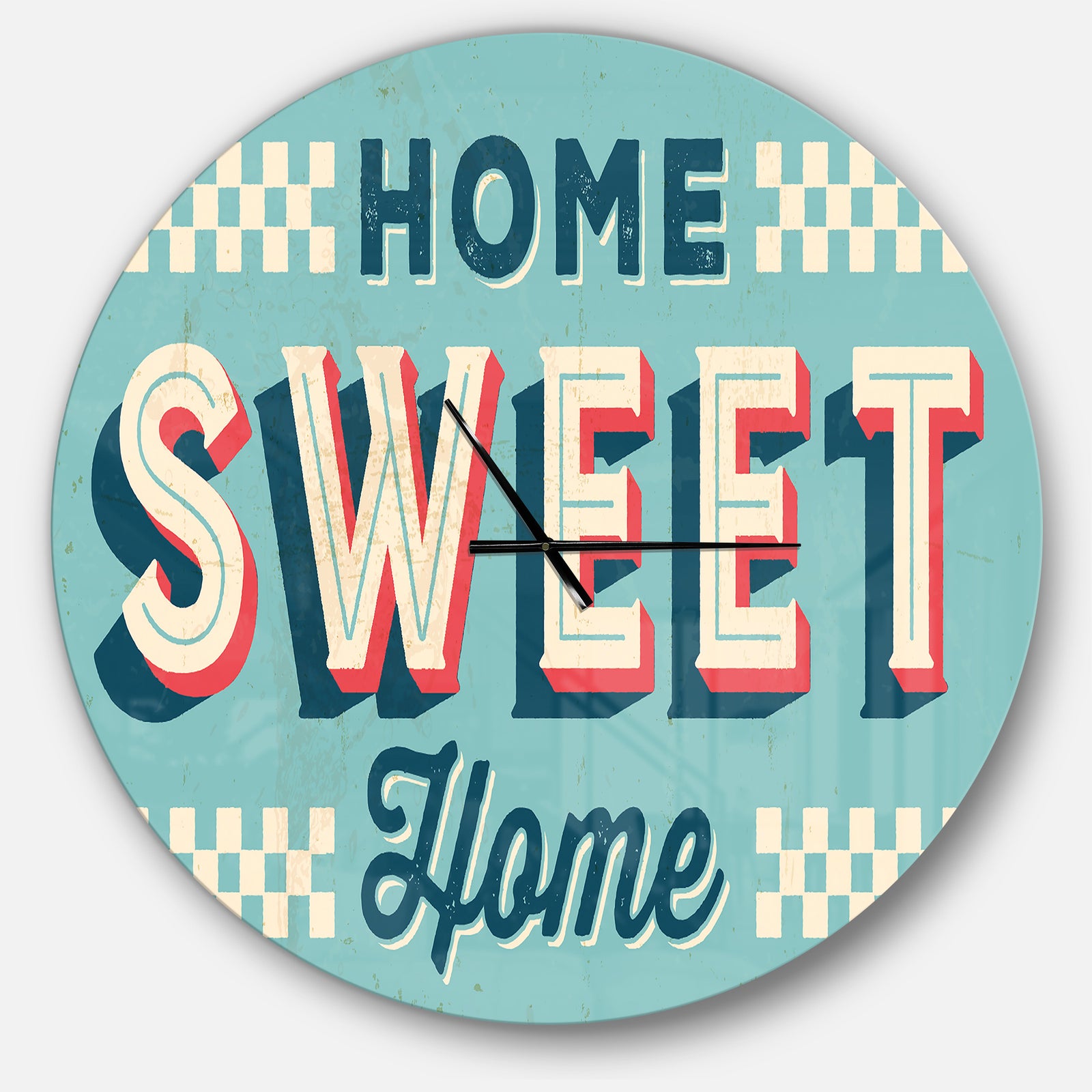 Home Sweet Home Old Metal Style - Oversized Quote Wall CLock