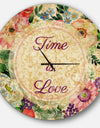 Time is Love Pink Floral - Oversized Quote Wall CLock