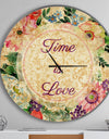 Time is Love Pink Floral - Oversized Quote Wall CLock