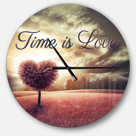 Time is Love Pink Heart Tree - Oversized Quote Wall CLock