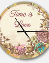 Time is Love Vintage Flower Wreath - Oversized Quote Wall CLock