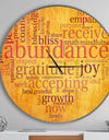 Abundance Gratitude Joy Heart - Oversized Quote Wall CLock