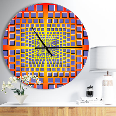 yellow Optical Illusion - Oversized Contemporary Wall CLock