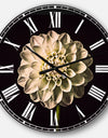 Isolated Dahlia Flower in Black - Oversized Floral Wall CLock