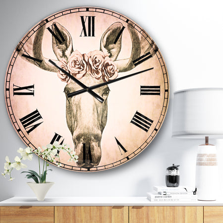 Silver Orchid Fonteney Moose Oversized Metal Clock