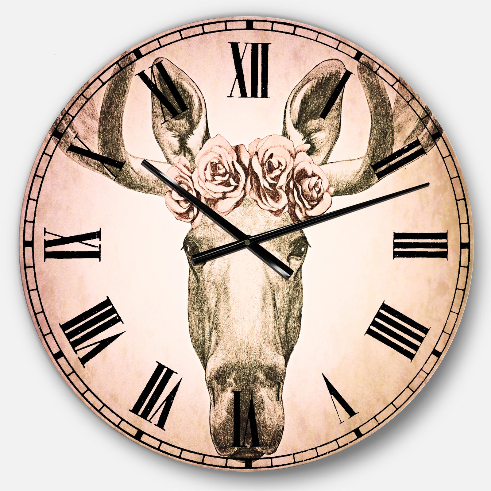 Silver Orchid Fonteney Moose Oversized Metal Clock