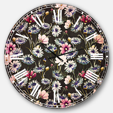 Multi Color Corn Flowers - Floral Large Wall CLock