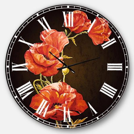 Bright Poppies Flower - Floral Large Wall CLock