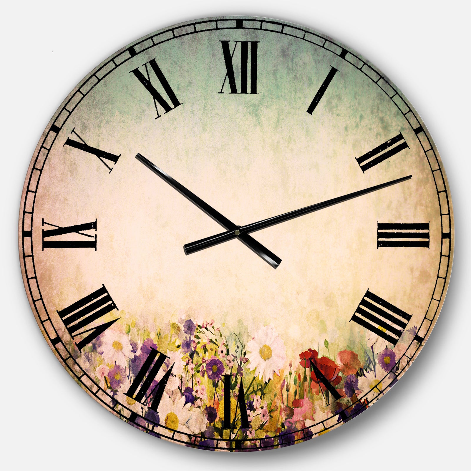 Soft Flowers in Spring Background - Floral Wall CLock