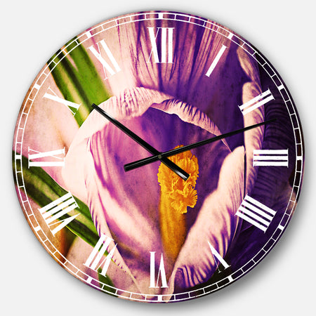 Blooming Crocus Flower - Floral Large Wall CLock