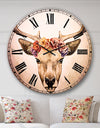 Designart Deer Portrait with Floral Head - Deer Large Wall CLock