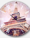 Paris Paris Eiffel TowerParis Postcard Design - Cityscape Large Wall CLock