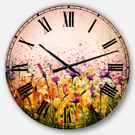 Abstract Cosmos of Colorful Flowers - Flower Large Wall CLock