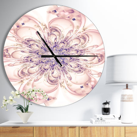 Full Bloom Fractal Flower in Pink - Oversized Floral Wall CLock