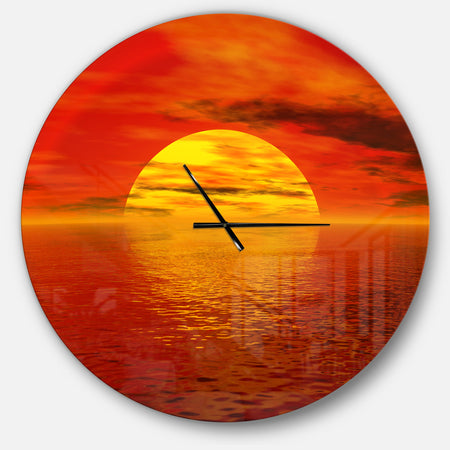 Sun Falling to Yellow Ocean - Oversized Coastal Wall CLock