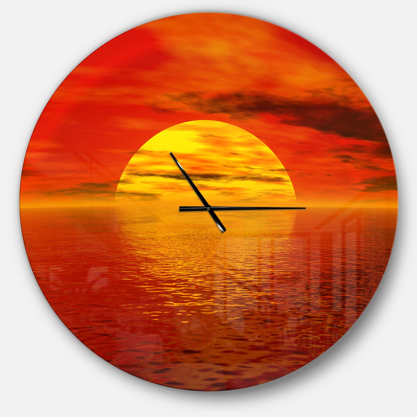 Sun Falling to Yellow Ocean - Oversized Coastal Wall CLock