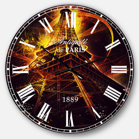 Paris Paris Eiffel Toweron Fantasy Background - Cityscape Large Wall CLock