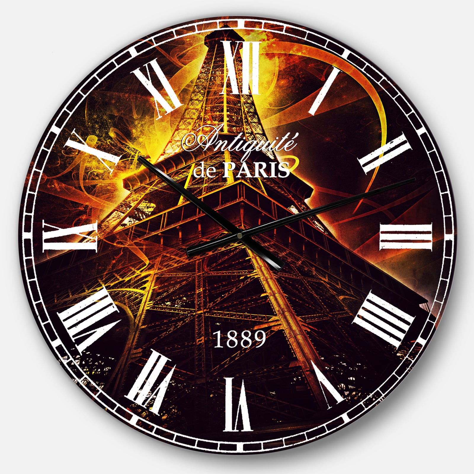 Paris Paris Eiffel Toweron Fantasy Background - Cityscape Large Wall CLock