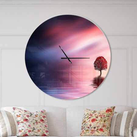 Astonishing Lonely Tree with Birds - Oversized Landscapes Wall CLock
