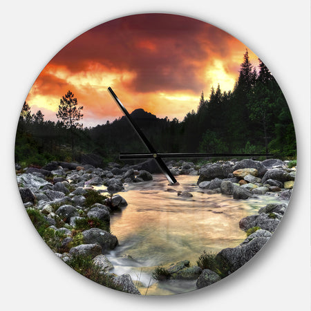 Rocky Mountain River at Sunset - Oversized Coastal Wall CLock